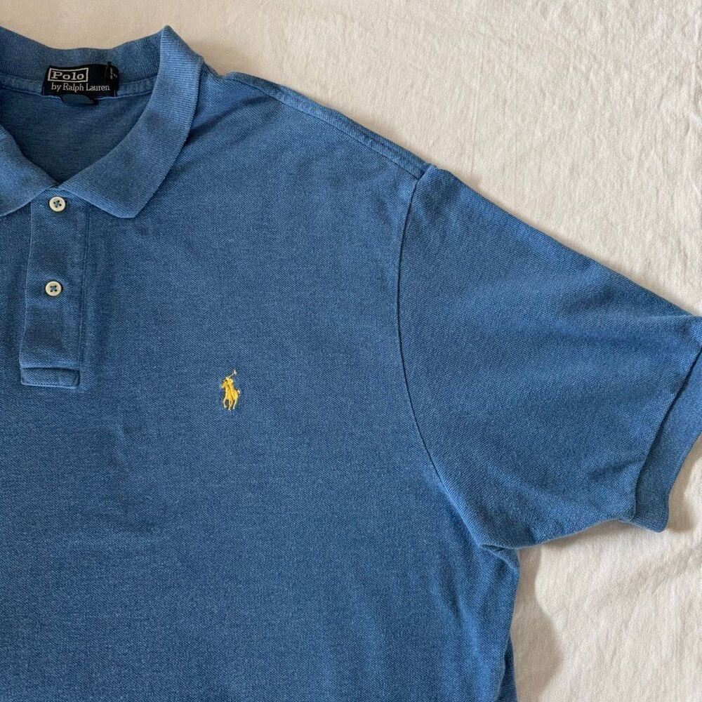 Polo by Ralph Lauren | Cotton Pique Polo Shirt | Blue | Men’s | XXL - Picture 4 of 11